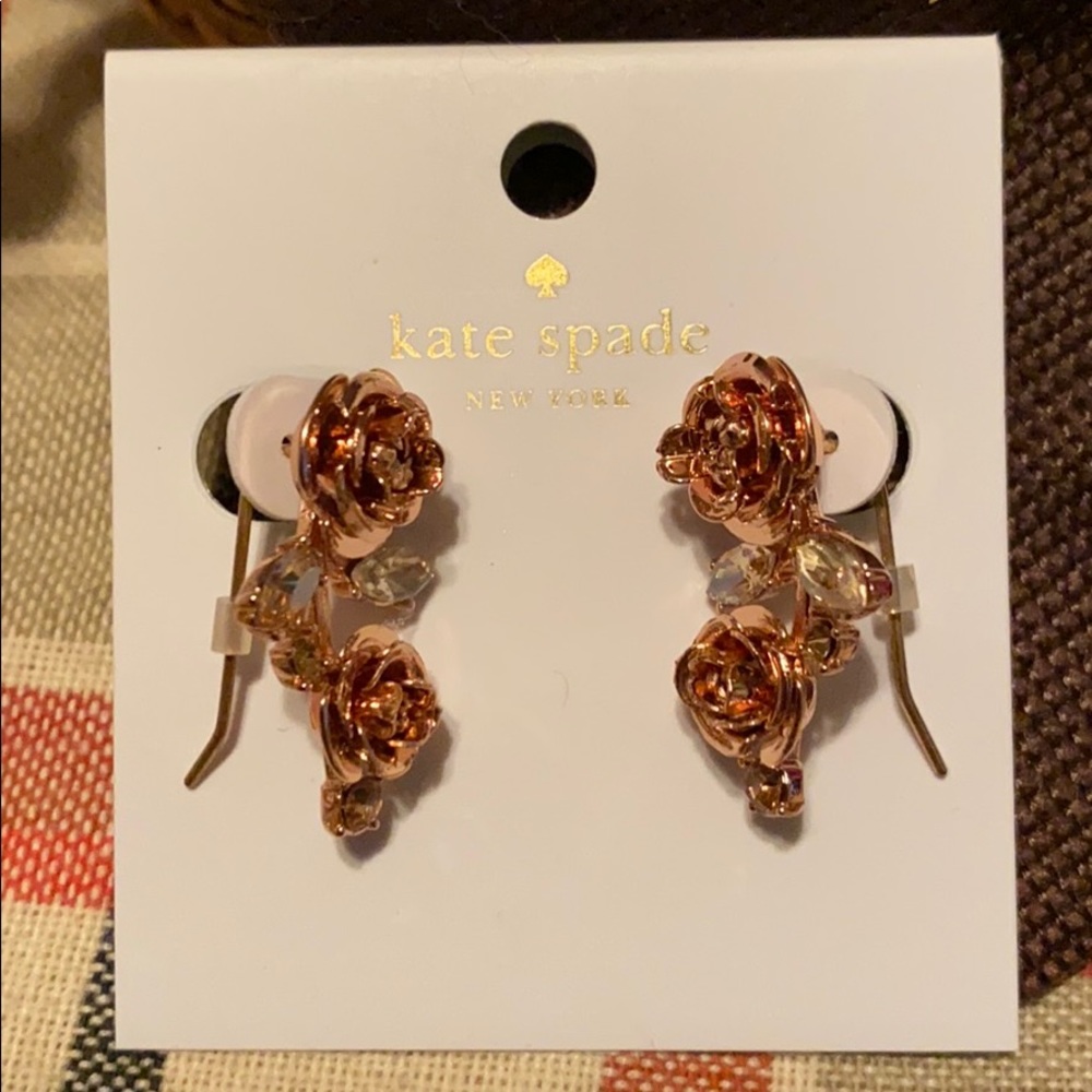 Kate spade rose gold rose style earrings NWT - Picture 2 of 3